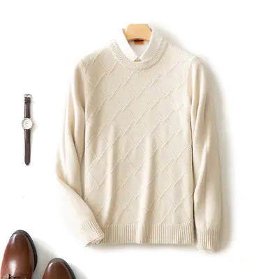 Men's Thick Loose Cashmere Round Neck Pullover Sweater