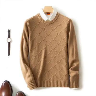 Men's Thick Loose Cashmere Round Neck Pullover Sweater