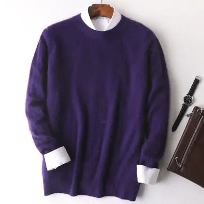 Men's Thick Loose wool-blend Round Neck Sweater