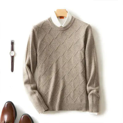 Men's Thick Loose Cashmere Round Neck Pullover Sweater